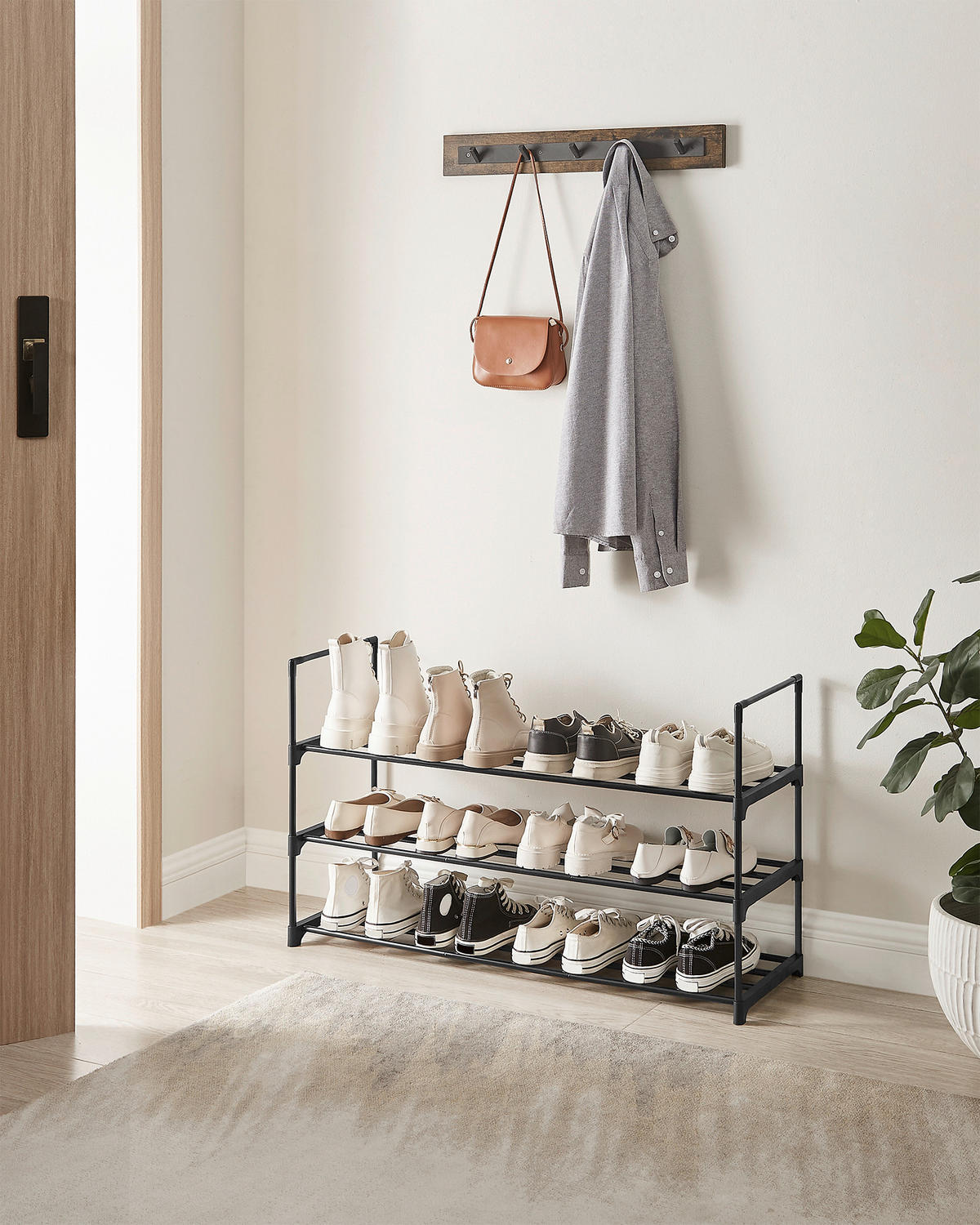 REGÁL NA TOPÁNKY, čierna, 92/55/30 cm - čierna, Trend, kov/plast (92/55/30cm) - Boxxx