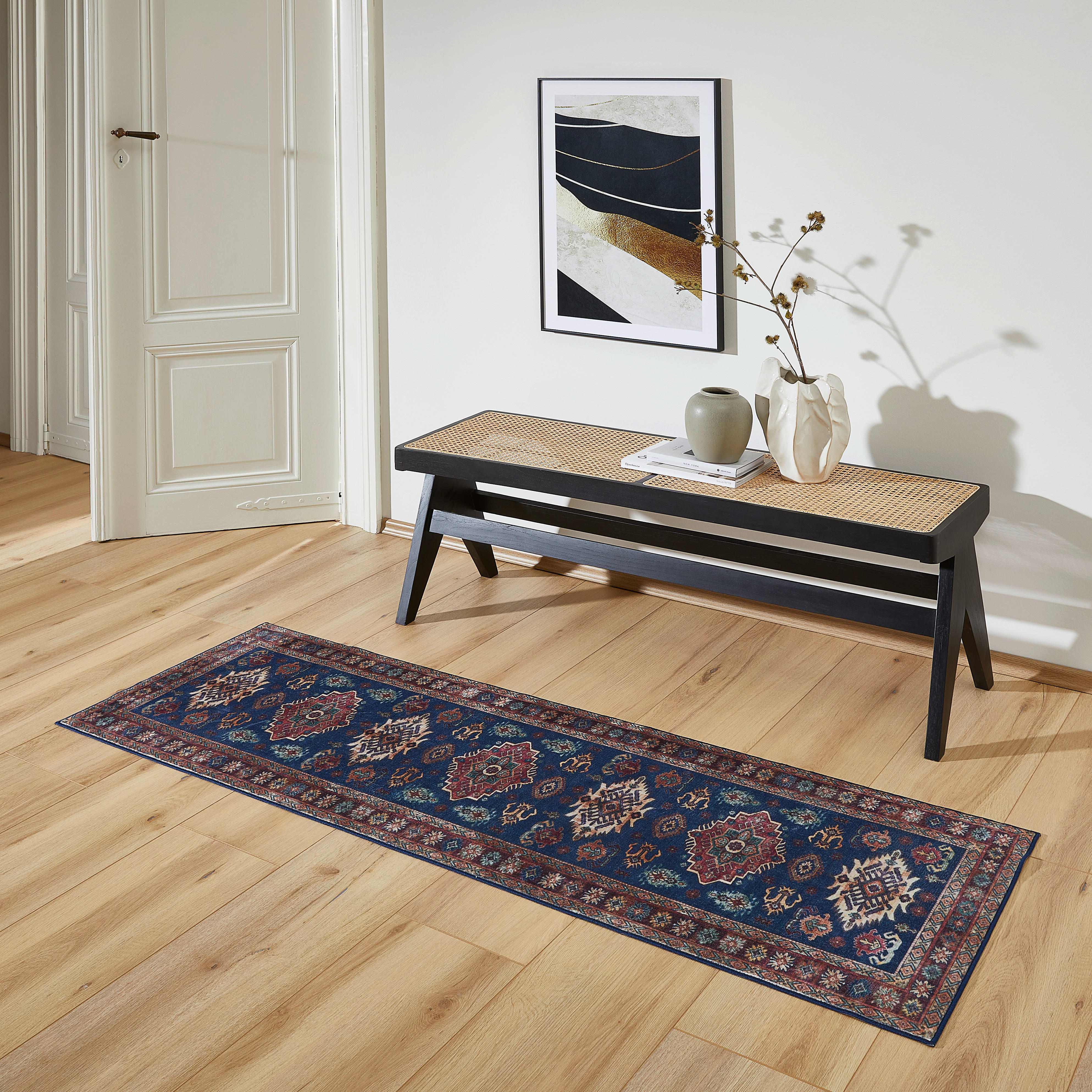 BĚHOUN, 60/180 cm, modrá, červená - modrá/červená, Lifestyle, textil (60/180cm) - Novel