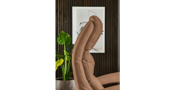 RELAXSESSEL in Leder Haselnussfarben  - Edelstahlfarben/Haselnussfarben, Design, Leder/Metall (76/119/86cm) - Dieter Knoll