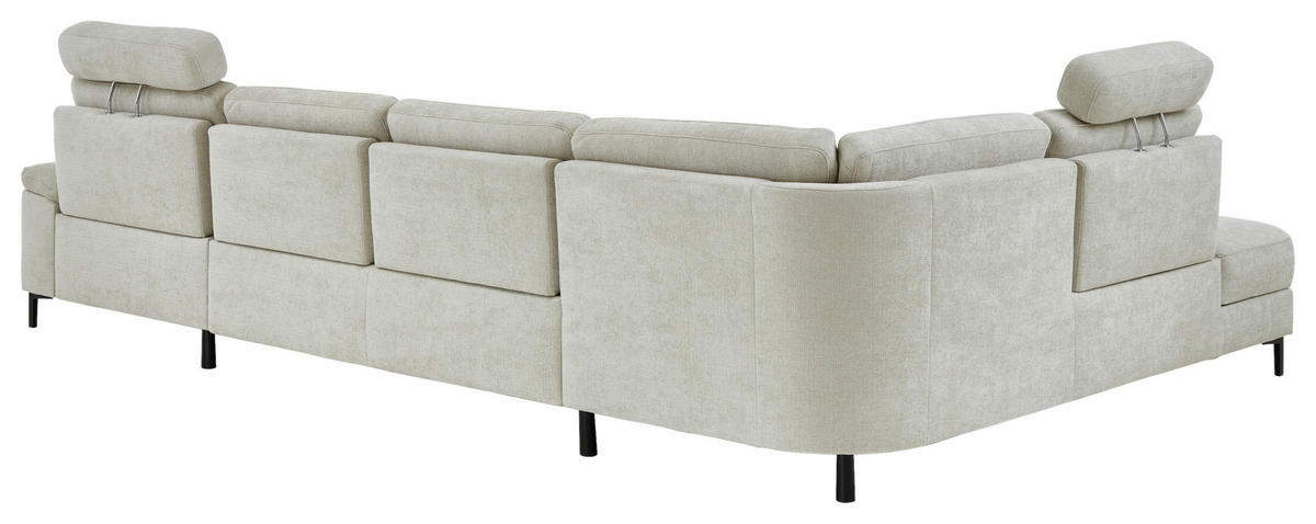 WOHNLANDSCHAFT Dieter Knoll Greige Chenille  - Greige/Schwarz, Design, Textil/Metall (235/349/175cm) - Dieter Knoll