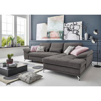 ECKSOFA Grau Flachgewebe Sitztiefenverstellung  - Silberfarben/Grau, KONVENTIONELL, Textil/Metall (301/176cm) - Sit & More