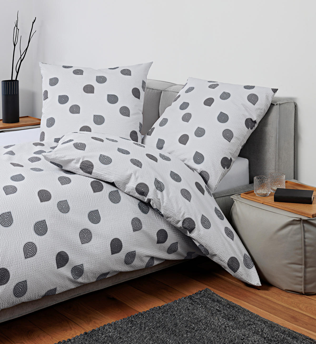 BETTWÄSCHE Seersucker 135/200 cm  - Silberfarben, Design, Textil (135/200cm) - Janine