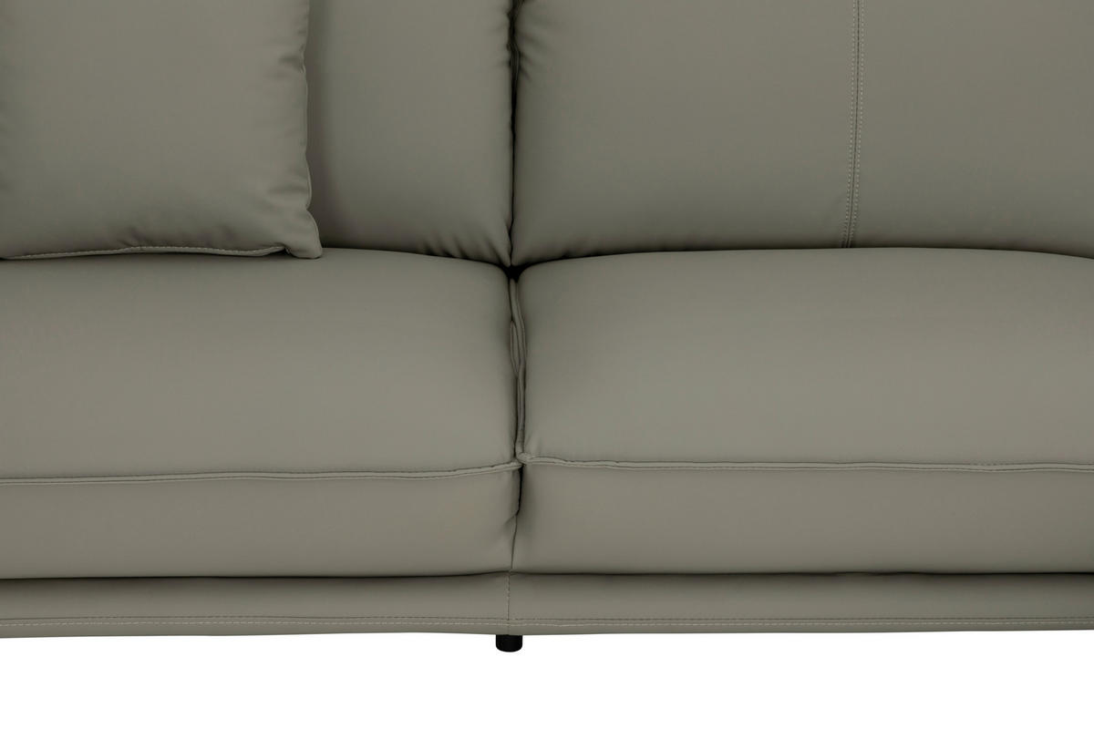 3-SITZER-SOFA inkl. Hocker Lederlook Taupe  - Taupe/Schwarz, Design, Textil/Metall (289/84/92cm) - MID.YOU