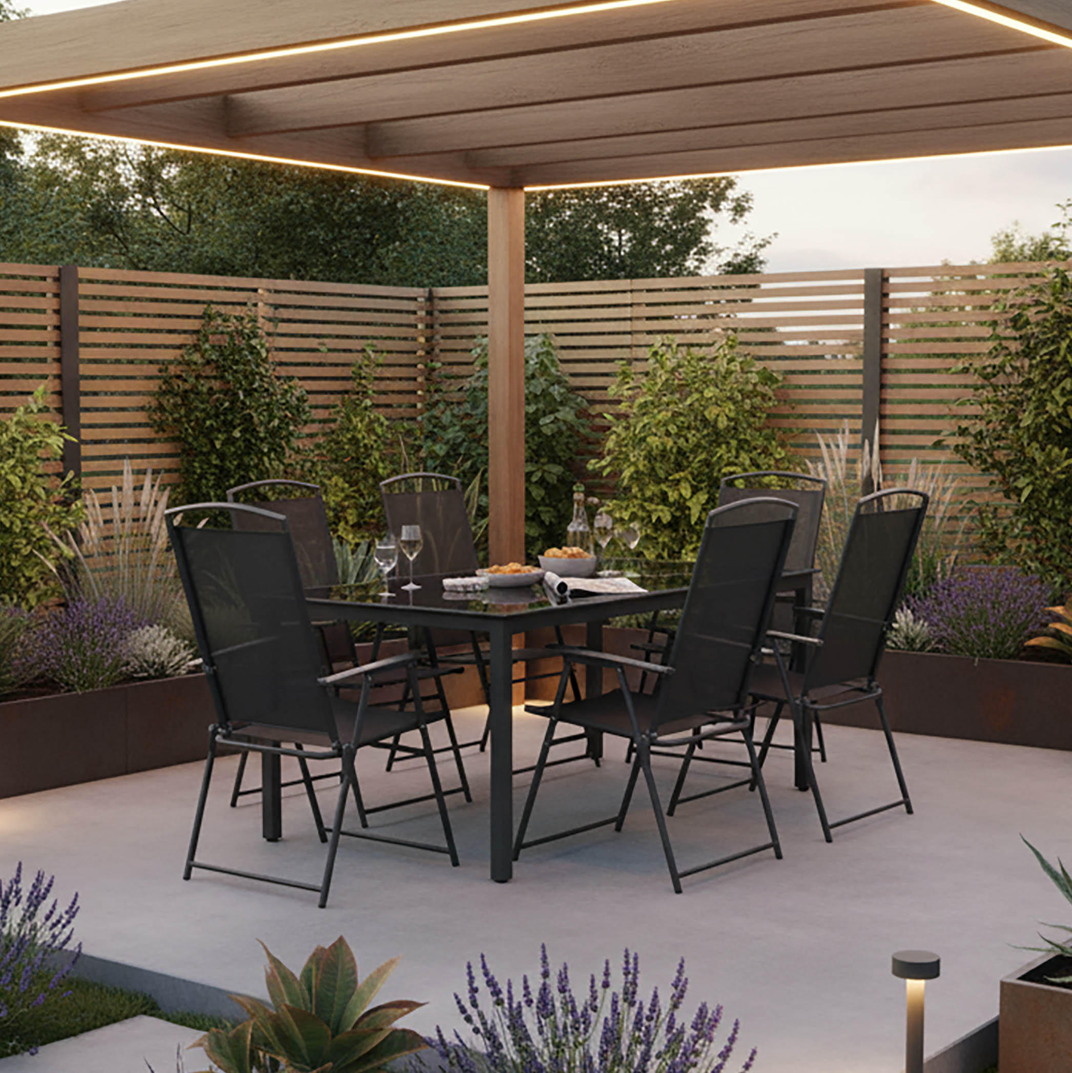 UTEGRUPP    - svart/antracit, Basics, metall/glas (189/90/73cm) - Gardenson