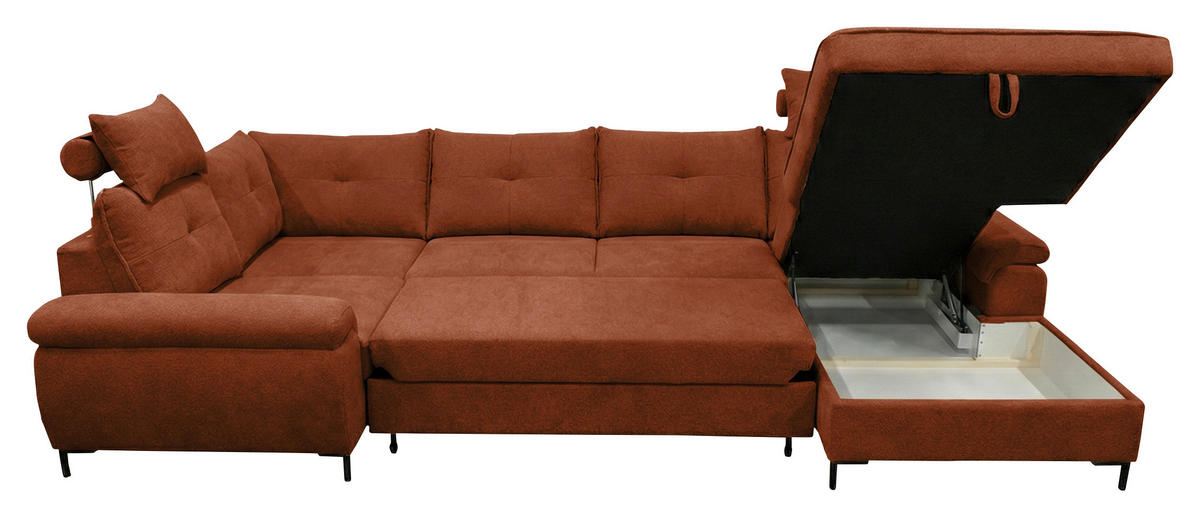 WOHNLANDSCHAFT SOLEI U Rot Chenille  - Rot/Schwarz, Design, Kunststoff/Textil (184/334/188cm) - MID.YOU