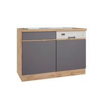 SPÜLENUNTERSCHRANK 120/86/60 cm  in Grau, Eiche Wotan  - Eiche Wotan/Grau, Design, Holzwerkstoff (120/86/60cm) - Held