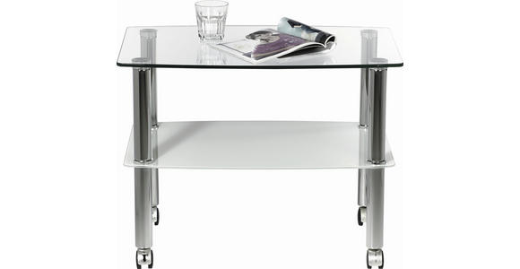 BEISTELLTISCH 40/60/46 cm Klar, Weiß rechteckig  - Klar/Weiß, Design, Glas/Kunststoff (40/60/46cm) - Xora