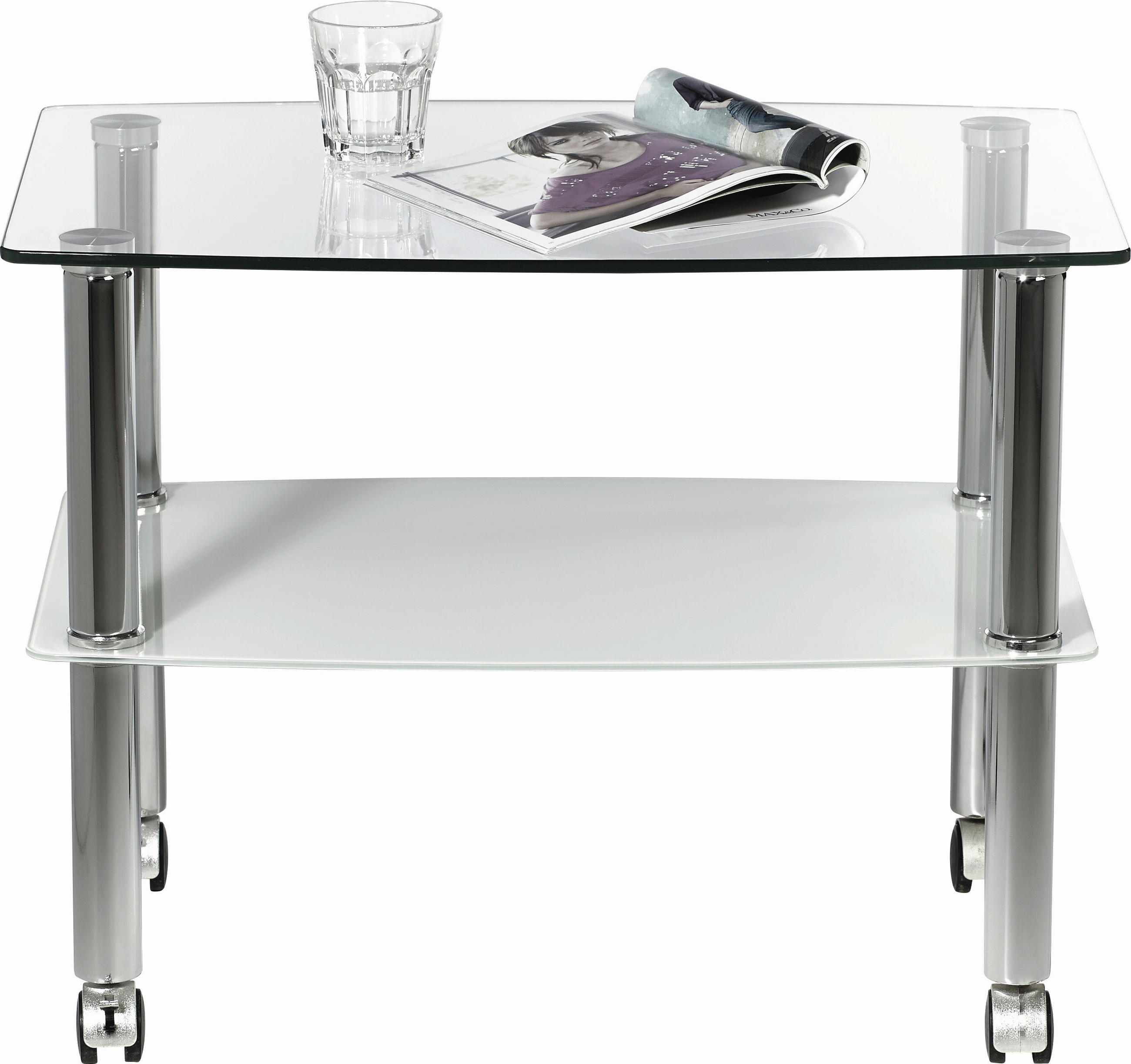 BEISTELLTISCH 40/60/46 cm Klar, Weiß rechteckig  - Klar/Weiß, Design, Glas/Kunststoff (40/60/46cm) - Xora