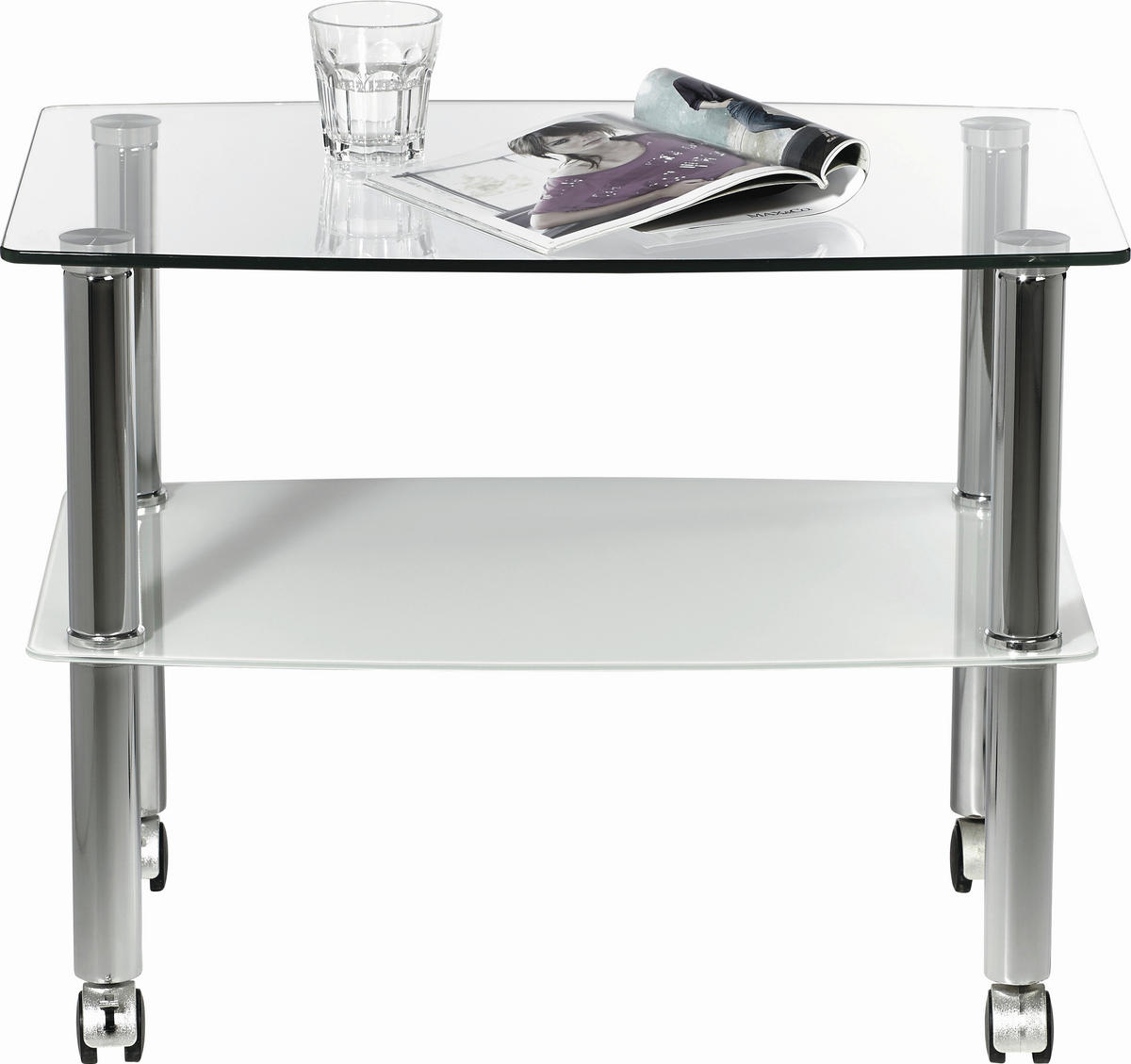 BEISTELLTISCH 40/60/46 cm Klar, Weiß rechteckig  - Klar/Weiß, Design, Glas/Kunststoff (40/60/46cm) - Xora