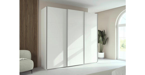 SCHWEBETÜRENSCHRANK  in Weiß  - Alufarben/Weiß, Basics, Holzwerkstoff/Metall (242/223/68cm) - Novel