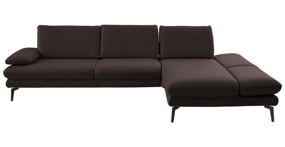 ECKSOFA  in Echtleder Dunkelbraun  308/195 cm  - Dunkelbraun/Schwarz, Design, Leder/Metall (308/195cm) - Dieter Knoll