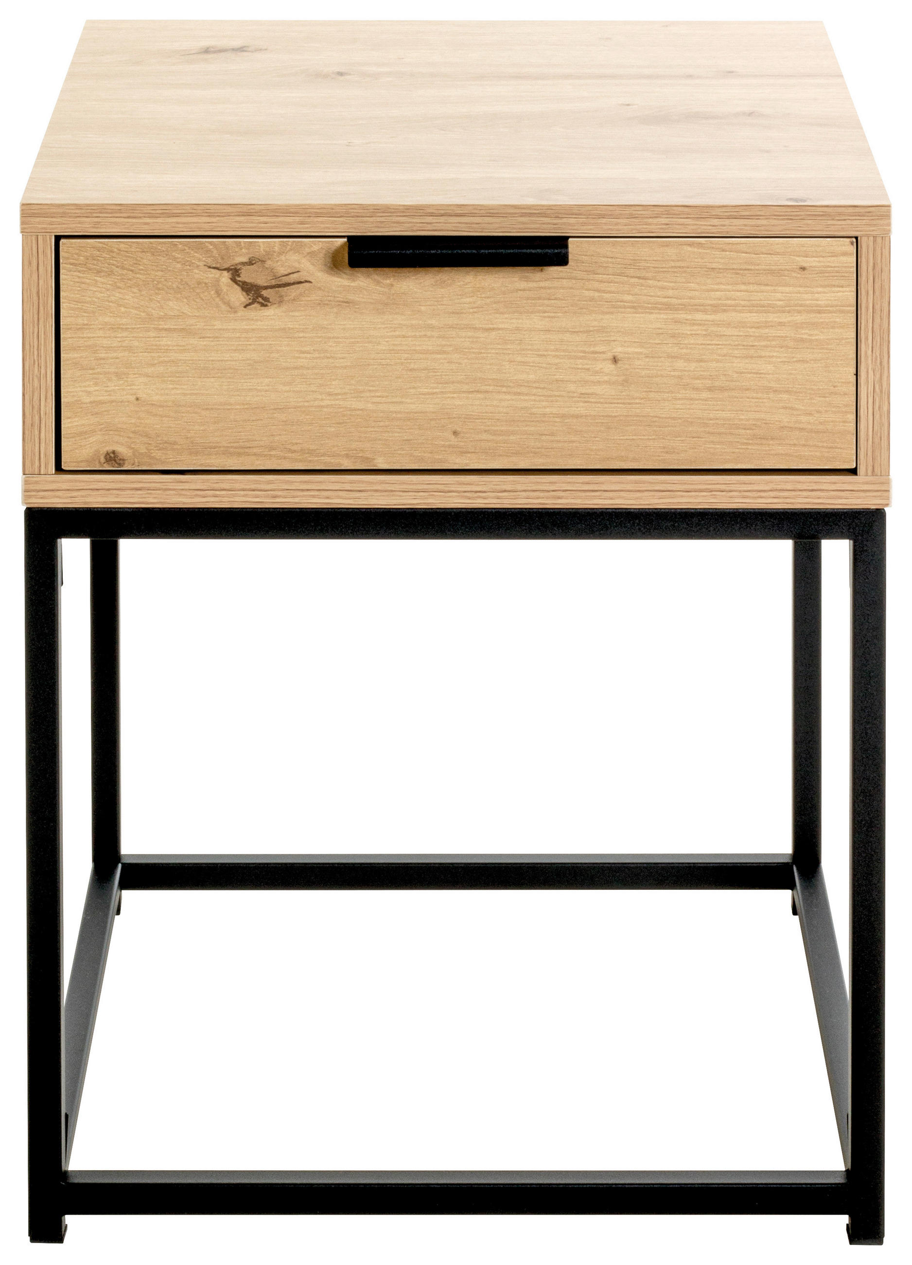 NACHTSCHRANK 40/50/40 cm - Eichefarben/Schwarz, MODERN, Holzwerkstoff/Metall (40/50/40cm)
