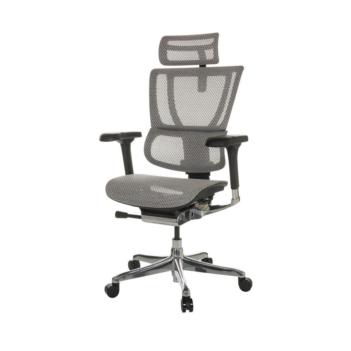 DREHSTUHL Netz Hellgrau  - Silberfarben/Hellgrau, Basics, Kunststoff/Textil (69/116-138/66cm) - MID.YOU