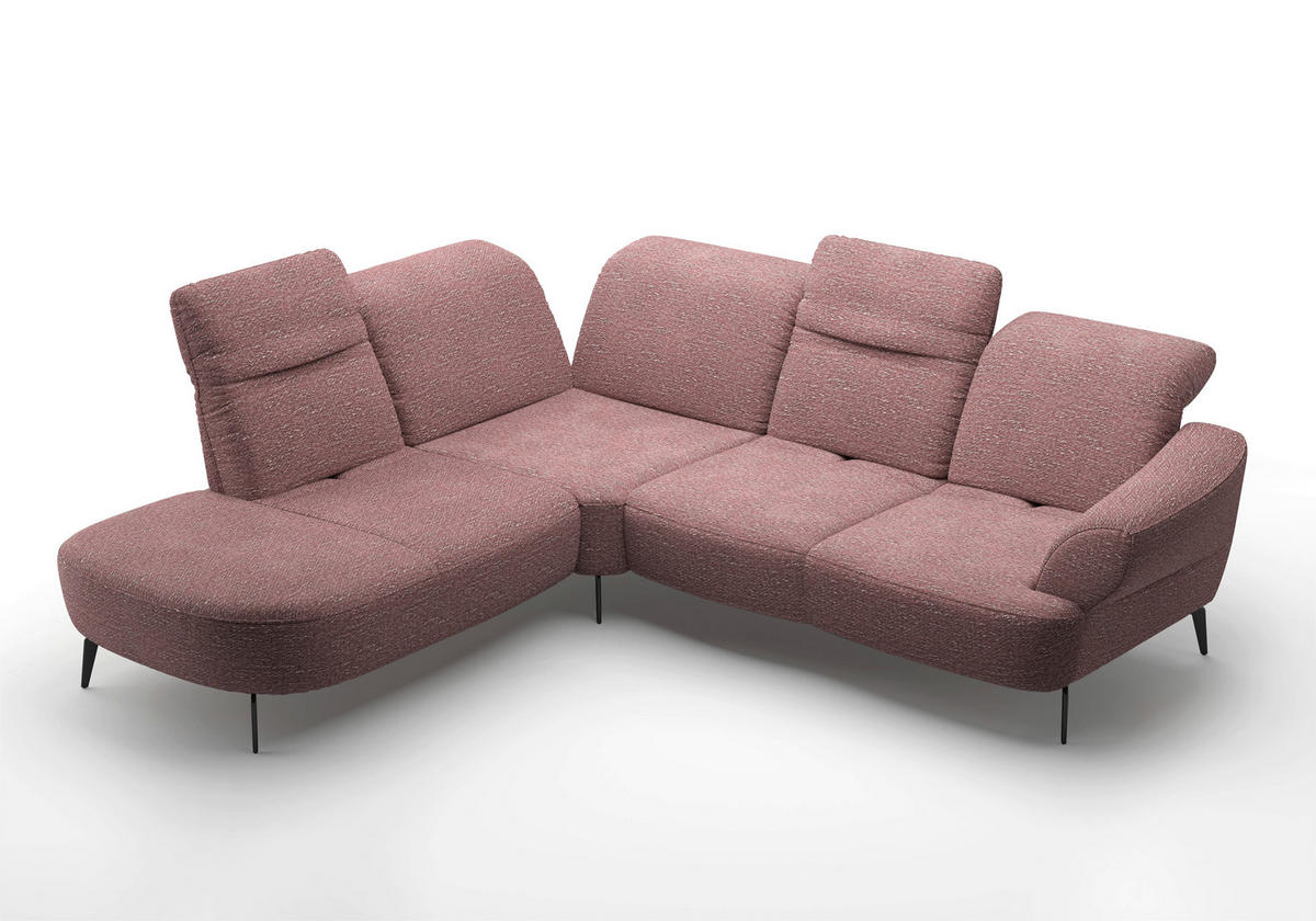 ECKSOFA in Chenille Aubergine  - Aubergine/Schwarz, Modern, Textil/Metall (270/302cm) - Sit & More