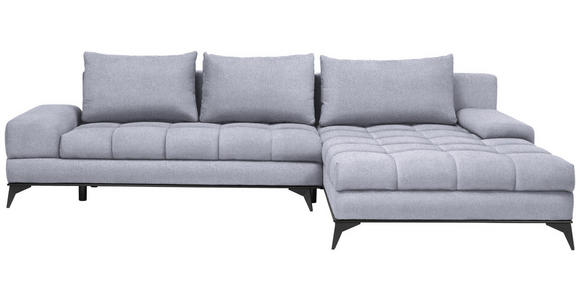 ECKSOFA Hellgrau Webstoff - Hellgrau/Schwarz, Design, Textil/Metall (315/212cm) - Carryhome