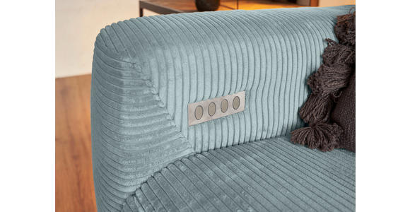 ECKSOFA in Cord Hellblau  - Schwarz/Hellblau, KONVENTIONELL, Textil/Metall (266/180cm) - Hom`in