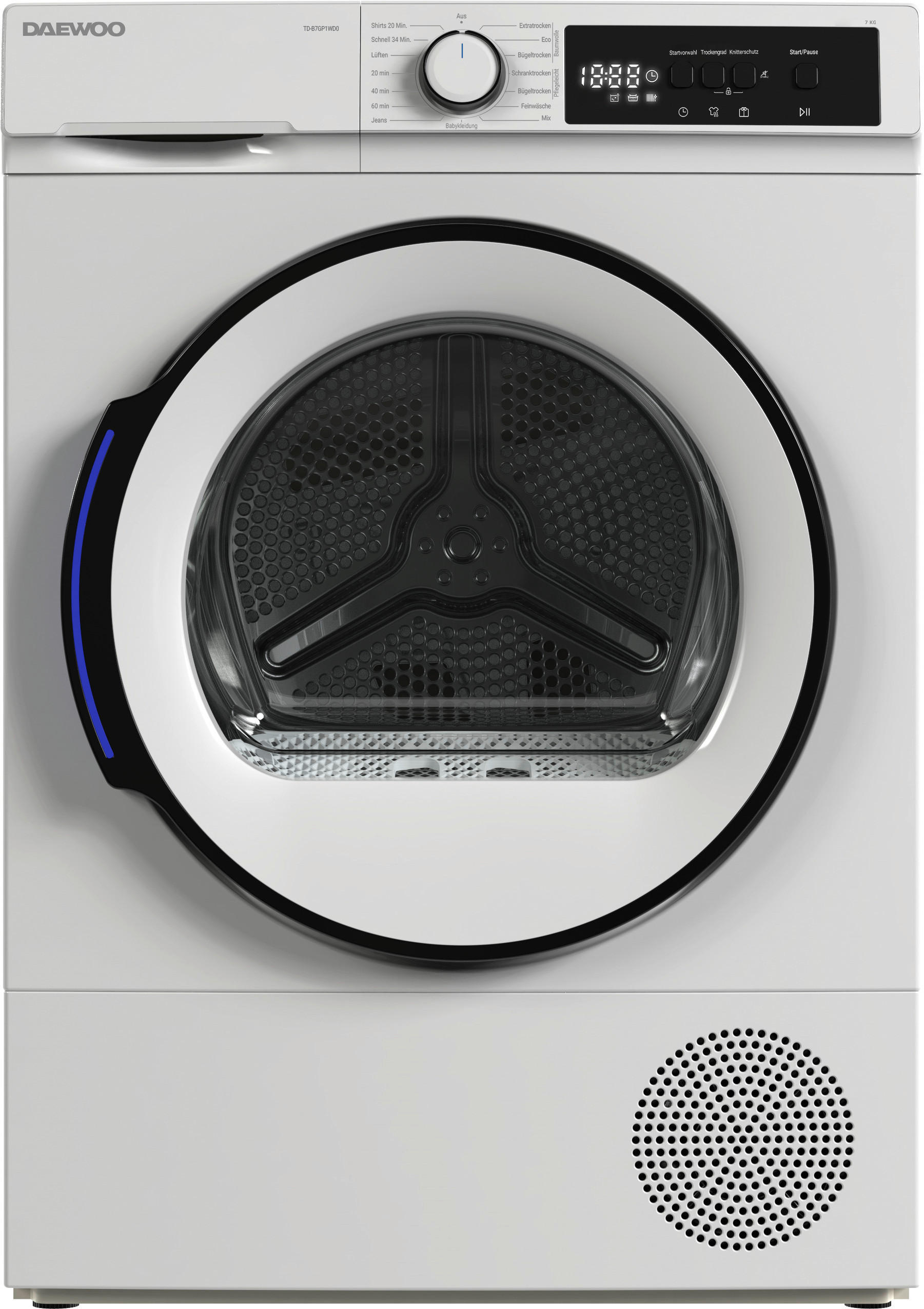 WÄRMEPUMPENTROCKNER TD-B7GP1WD0-DE  - Weiß, Basics, Glas/Kunststoff (84.5/59.6/60.9cm) - Daewoo