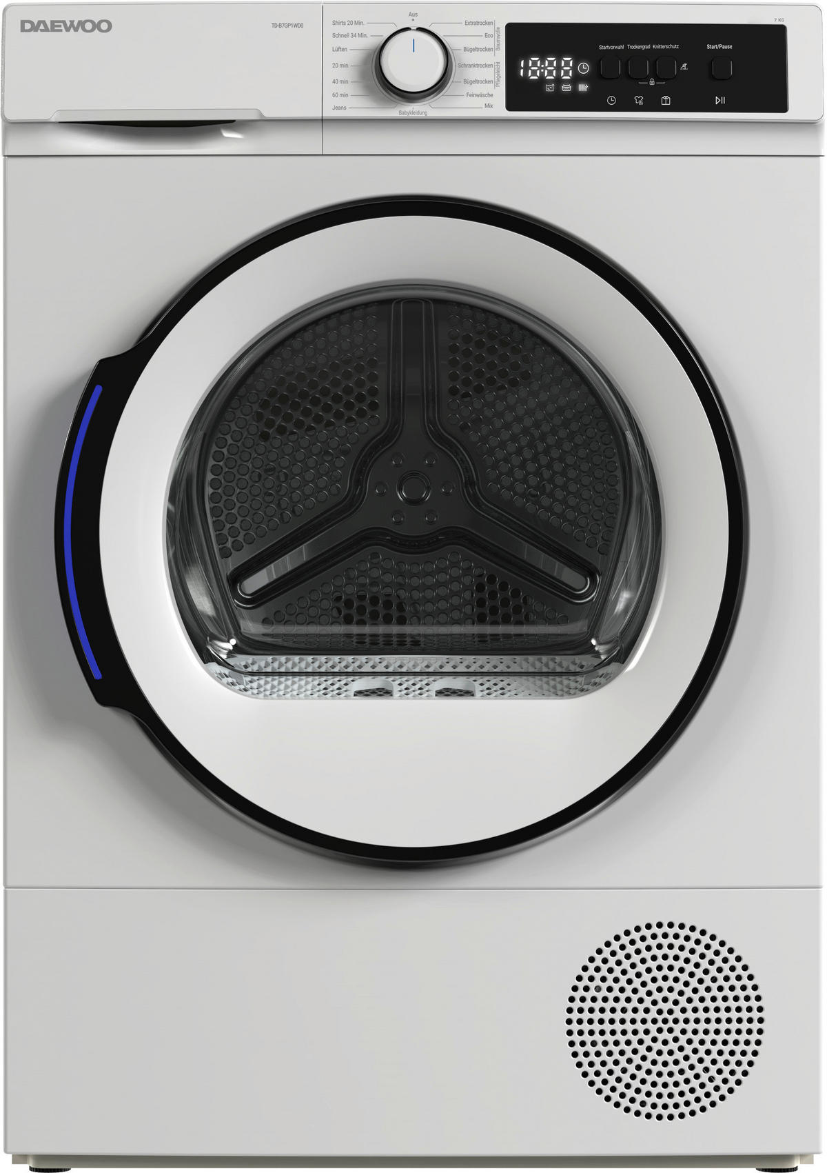 WÄRMEPUMPENTROCKNER TD-B7GP1WD0-DE  - Weiß, Basics, Glas/Kunststoff (84.5/59.6/60.9cm) - Daewoo