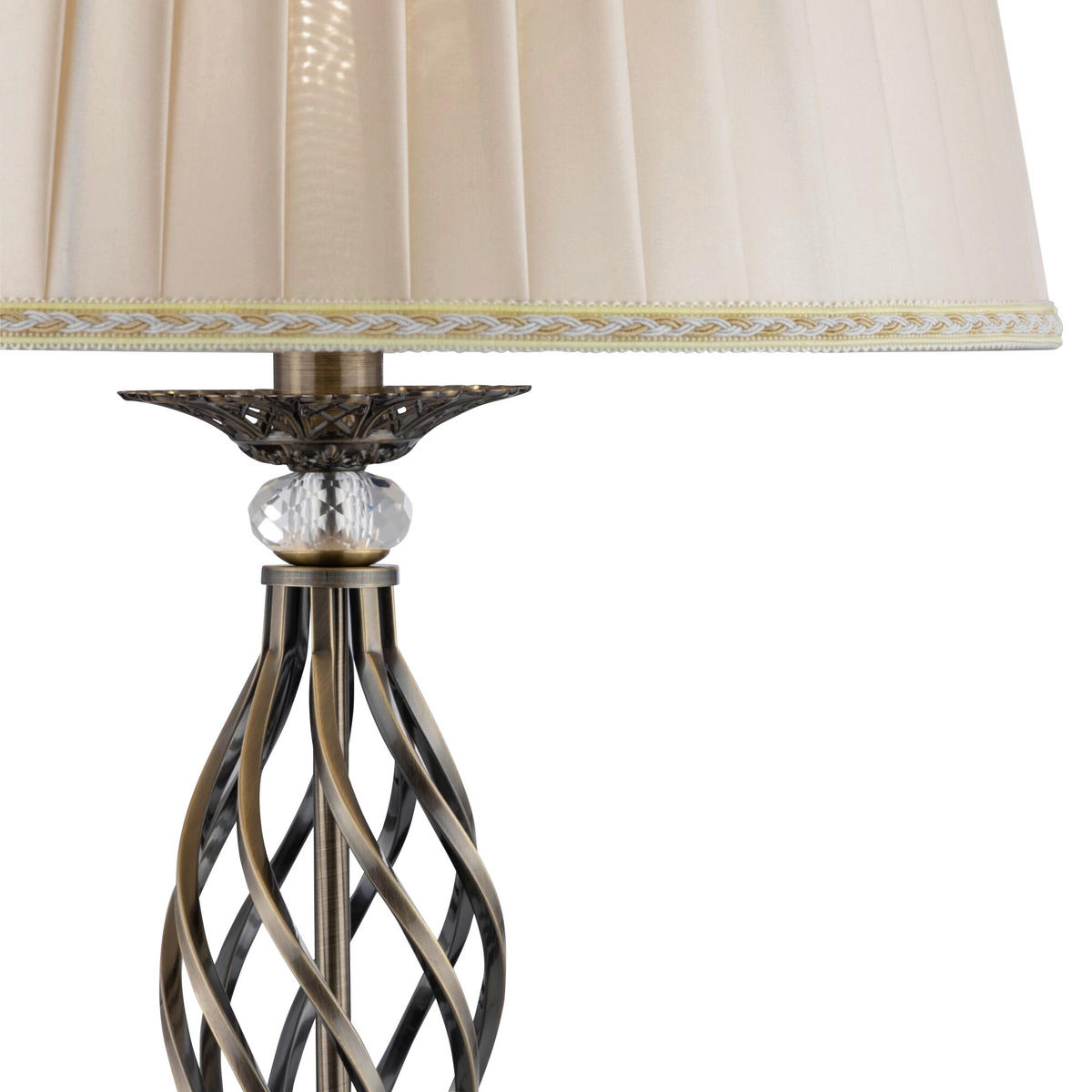 STEHLEUCHTE - Messingfarben, Basics, Glas/Textil (38/165/38cm) - MAYTONI