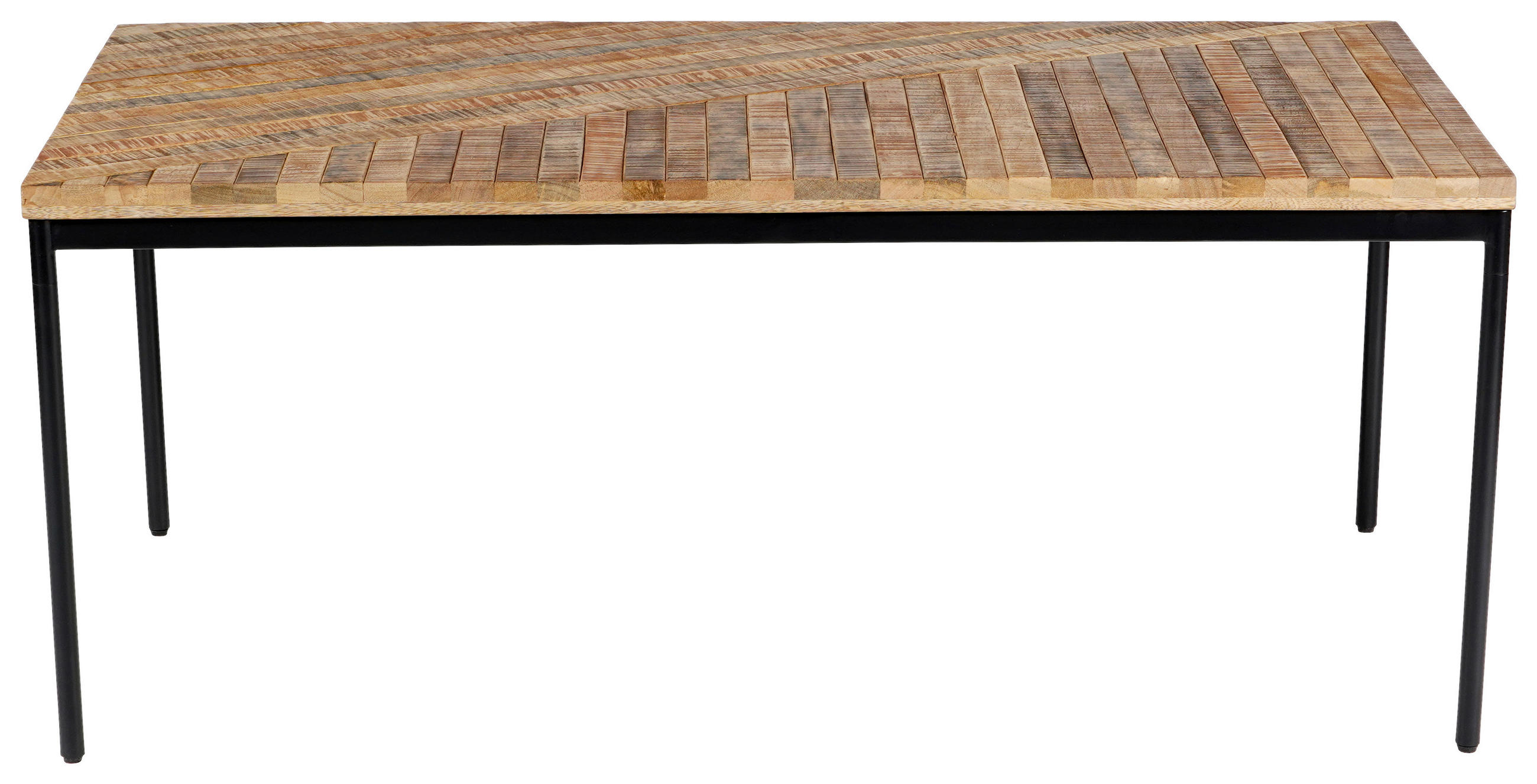 COUCHTISCH Mangoholz vollmassiv 110/55/45 cm rechteckig Schwarz, Hellbraun  - Hellbraun/Schwarz, LIFESTYLE, Holz/Metall (110/55/45cm) - Ambia Home