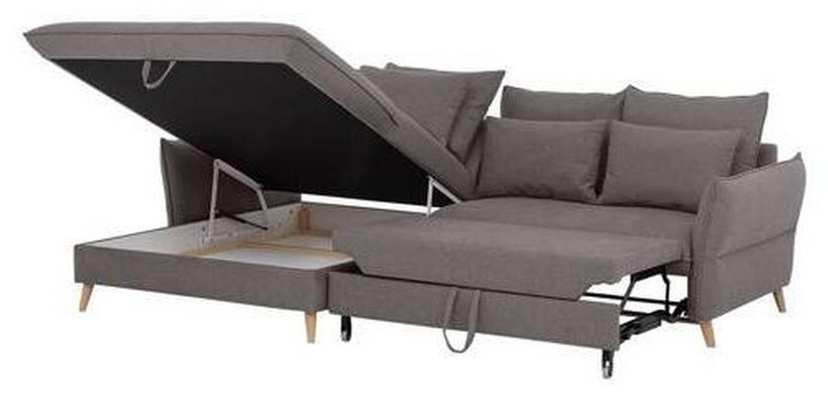 ECKSCHLAFSOFA in Hellbraun  - Hellbraun/Buchefarben, Design, Holz/Textil (170/274cm) - Livetastic