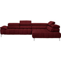 ECKSOFA  in Chenille Rot, Bordeaux  323/222 cm  - Chromfarben/Bordeaux, Design, Textil/Metall (323/222cm) - Beldomo Style