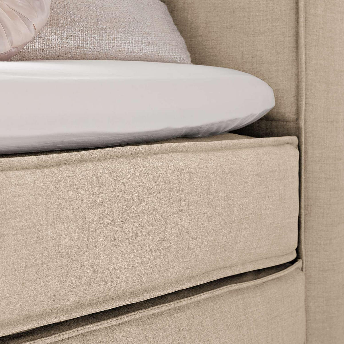 BOXSPRINGBETT 200/220 cm  in Beige  - Beige/Schwarz, Design, Kunststoff/Textil (200/220cm) - home24