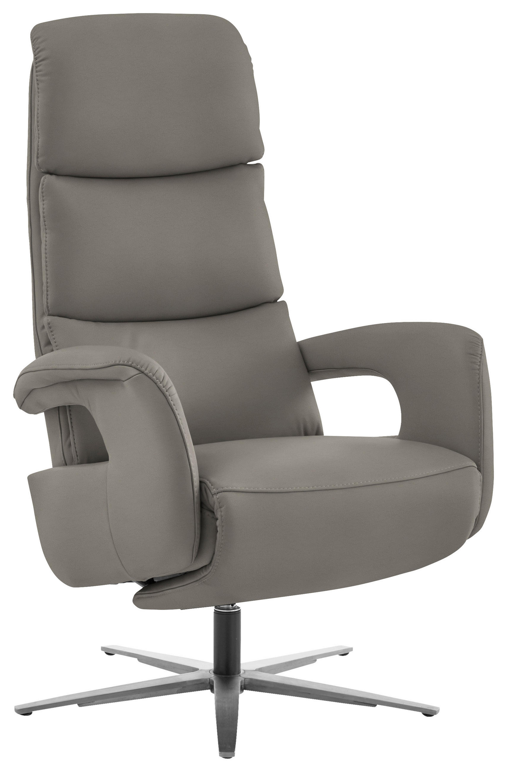 RELAXSESSEL in Leder Grau  - Edelstahlfarben/Grau, Design, Leder/Metall (76/119/86cm) - Dieter Knoll