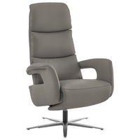 RELAXSESSEL in Leder Grau  - Edelstahlfarben/Grau, Design, Leder/Metall (76/119/86cm) - Dieter Knoll