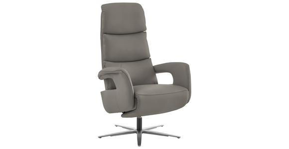 RELAXSESSEL in Leder Grau  - Edelstahlfarben/Grau, Design, Leder/Metall (76/119/86cm) - Dieter Knoll