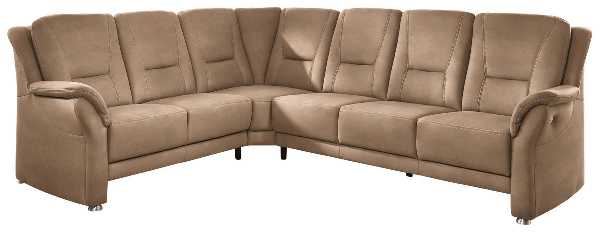 ECKSOFA  in Mikrofaser Beige  223/275 cm  - Beige/Alufarben, KONVENTIONELL, Textil/Metall (223/275cm) - Beldomo Comfort