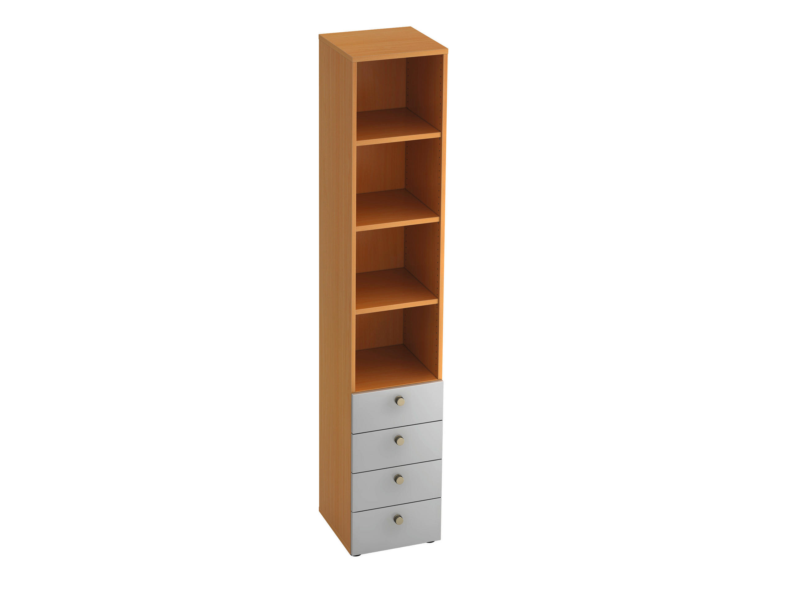 REGAL Silberfarben, Buchefarben  - Silberfarben/Buchefarben, KONVENTIONELL, Holzwerkstoff/Metall (40/215,6/42cm) - Venda