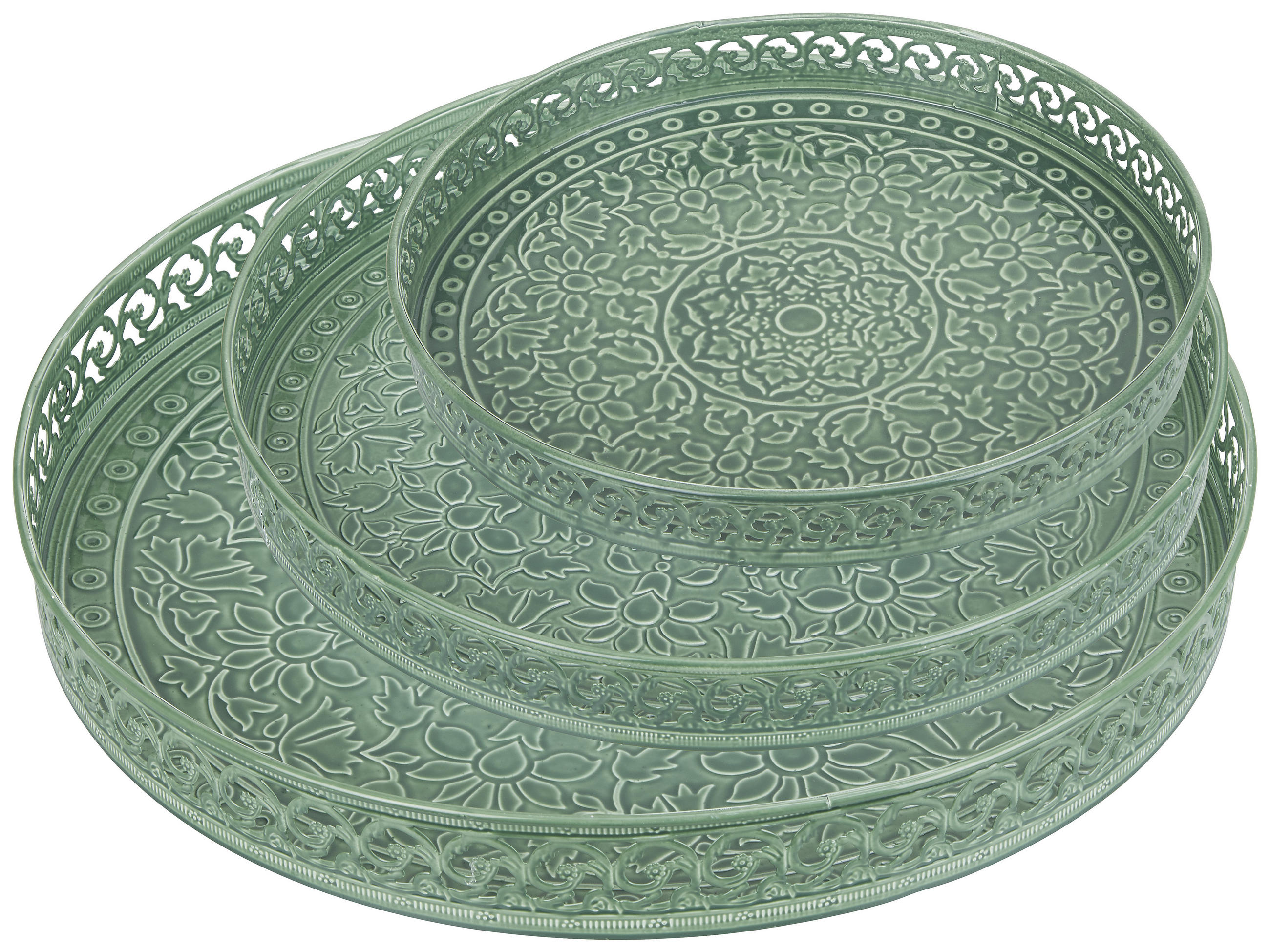 DEKORAČNÍ PODNOS, kov, 25/3 cm - zelená, Lifestyle, kov (25/3cm) - Ambia Home