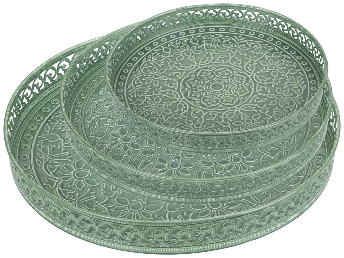 POSLUŽAVNIK DEKORATIVNI  - zelena, Basics, metal (31/3,75cm) - Ambia Home