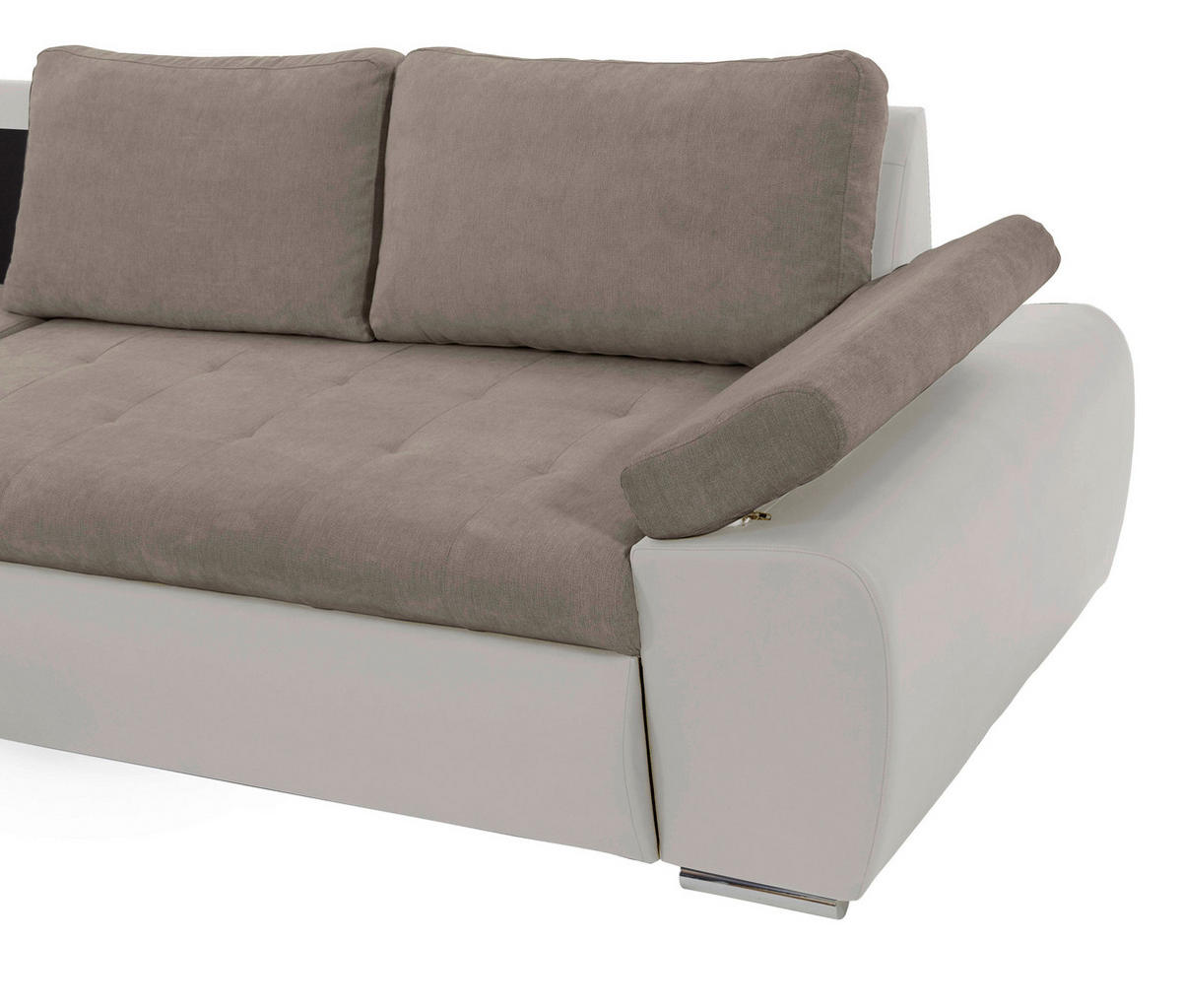 ECKSOFA in Flachgewebe Weiß, Hellbraun  175/271 cm  - Hellbraun/Weiß, Design, Kunststoff/Textil (175/271cm) - Xora