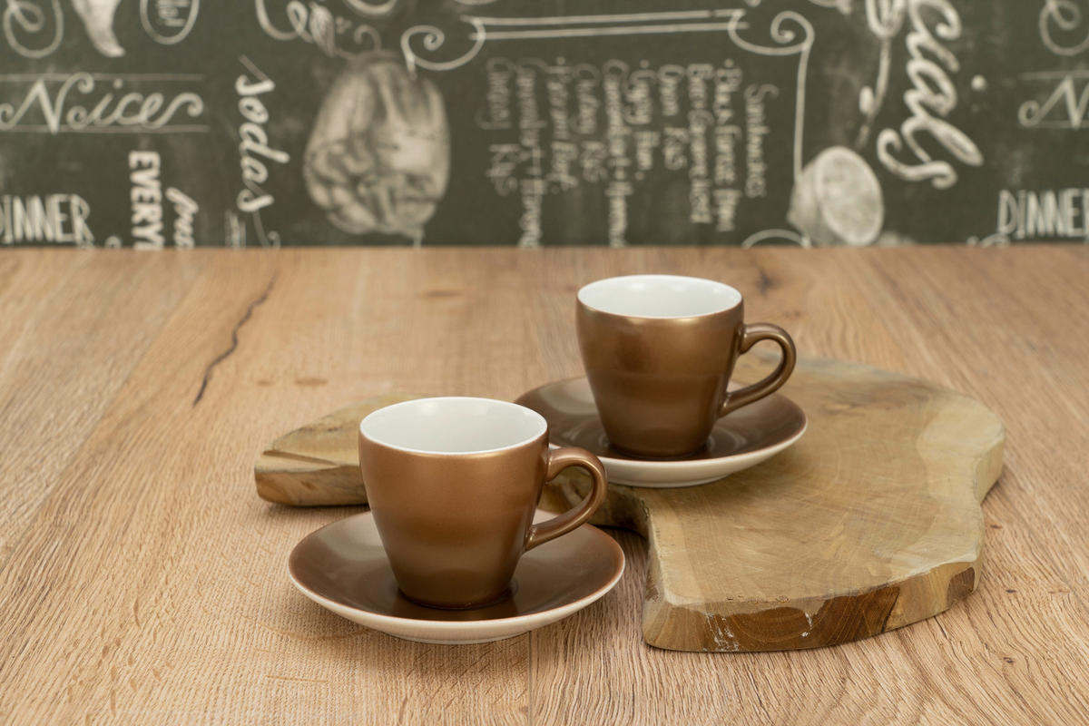 TASSENSET Golden Day white 4-teilig  - Goldfarben/Weiß, Basics, Keramik - Creatable