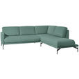 ECKSOFA in Flachgewebe, Struktur Türkis  - Türkis/Anthrazit, Design, Textil/Metall (254/230cm) - Ambiente