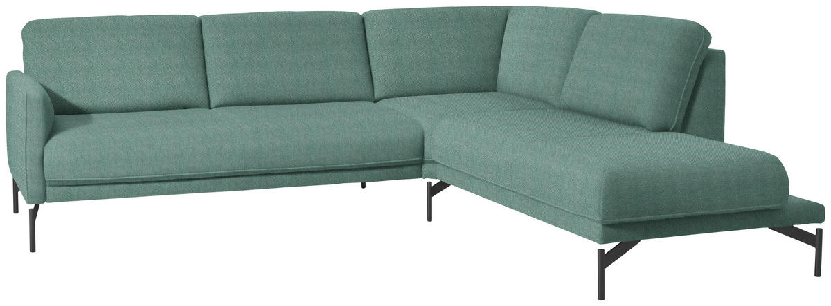 ECKSOFA in Flachgewebe, Struktur Türkis  254/230 cm  - Türkis/Anthrazit, Design, Textil/Metall (254/230cm) - Johann Jakob