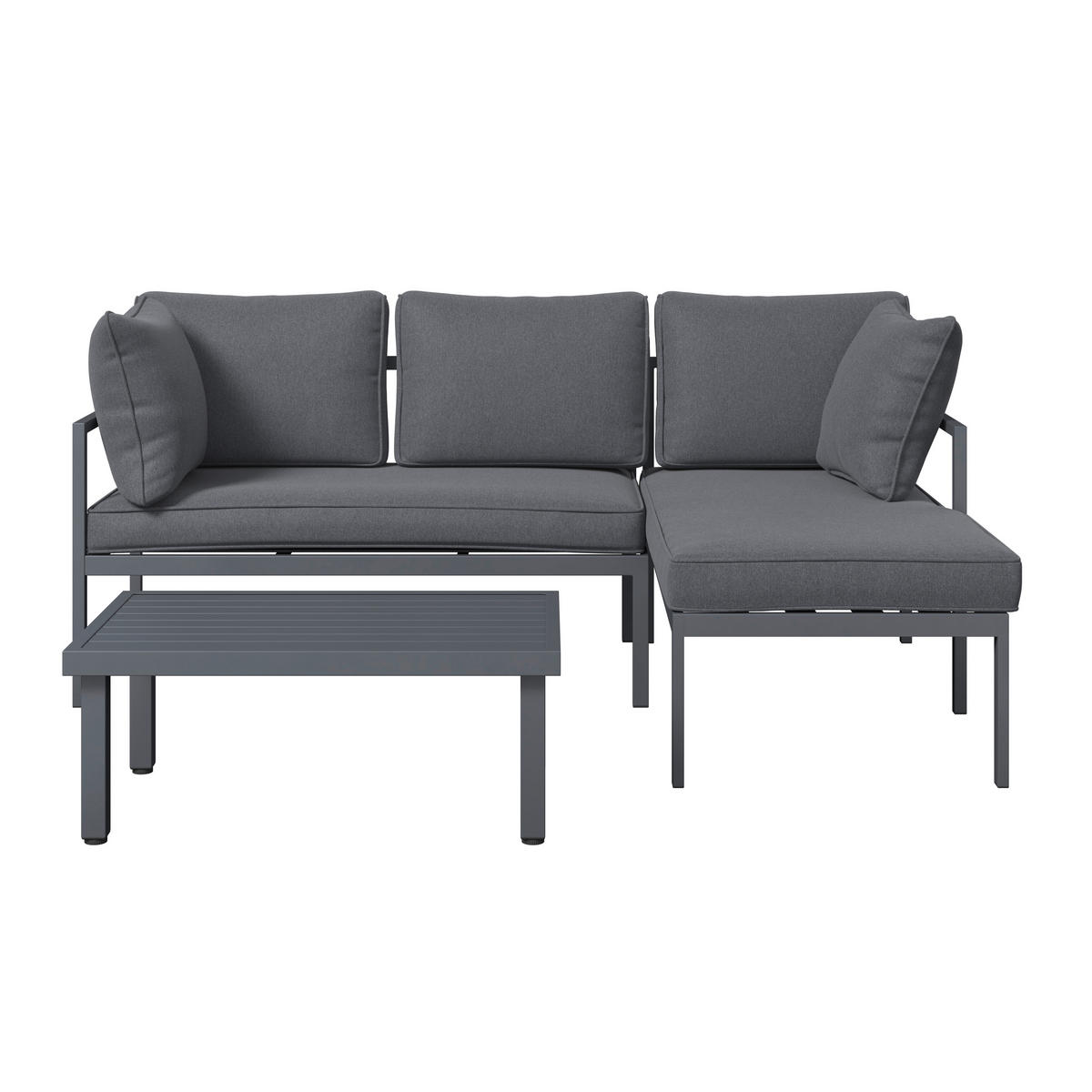 LOUNGEGARNITUR 3-teilig   117/66/62 cm Eisen  - Dunkelgrau, MODERN, Textil/Metall (117/66/62cm) - Ambia Garden