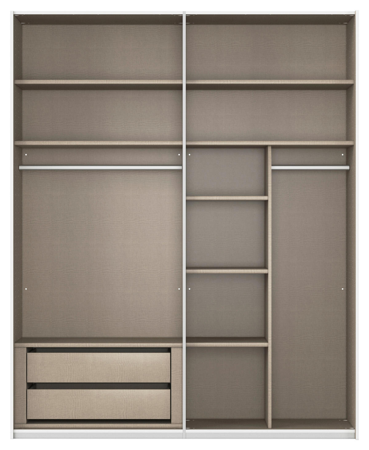 SCHWEBETÜRENSCHRANK  in Grau, Weiß  - Weiß/Grau, KONVENTIONELL, Glas/Holzwerkstoff (162/223/68cm) - Novel