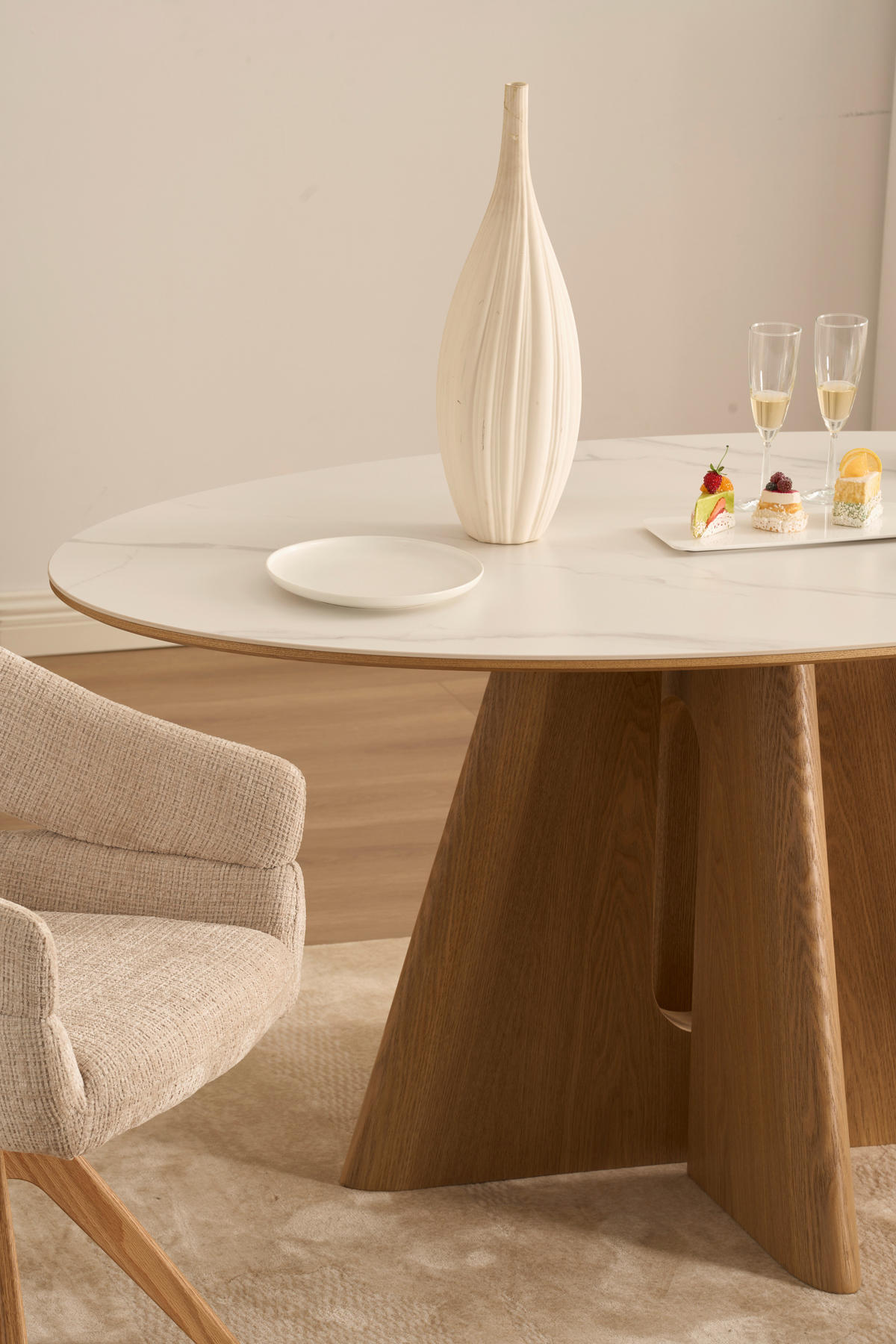 ESSTISCH 160/90/75 cm Echtholz, Nachbildung  Holz, Stein, Holzwerkstoff oval Weiss, Eichefarben  - Weiss/Eichefarben, Modern, Holz/Holzwerkstoff (160/90/75cm) - Livetastic