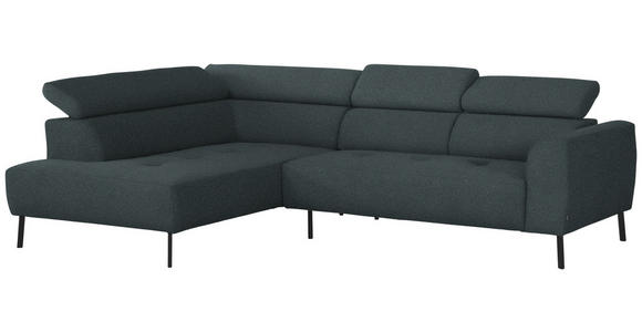 ECKSOFA in Struktur Dunkelgrau 205/280 cm - Dunkelgrau/Schwarz, Design, Textil/Metall (205/280cm) - Xora