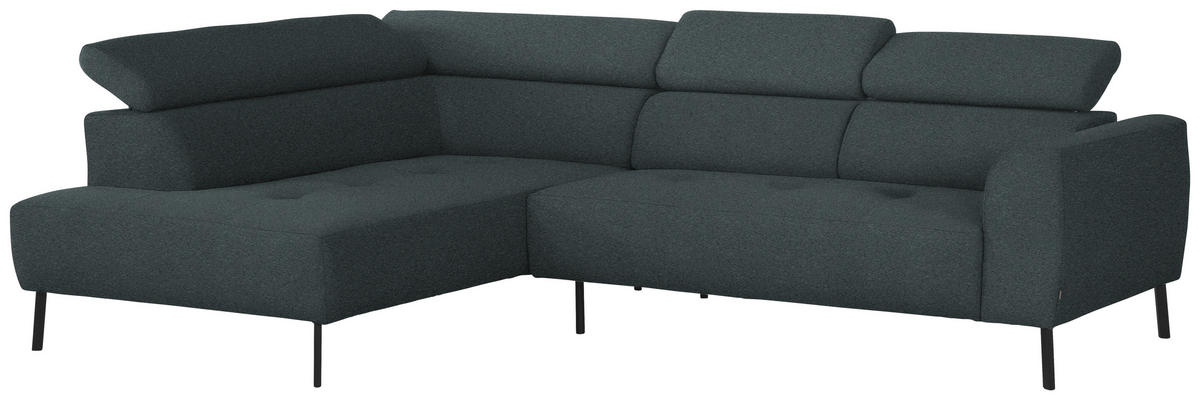 ECKSOFA in Struktur Dunkelgrau  205/280 cm  - Dunkelgrau/Schwarz, Design, Textil/Metall (205/280cm) - Xora