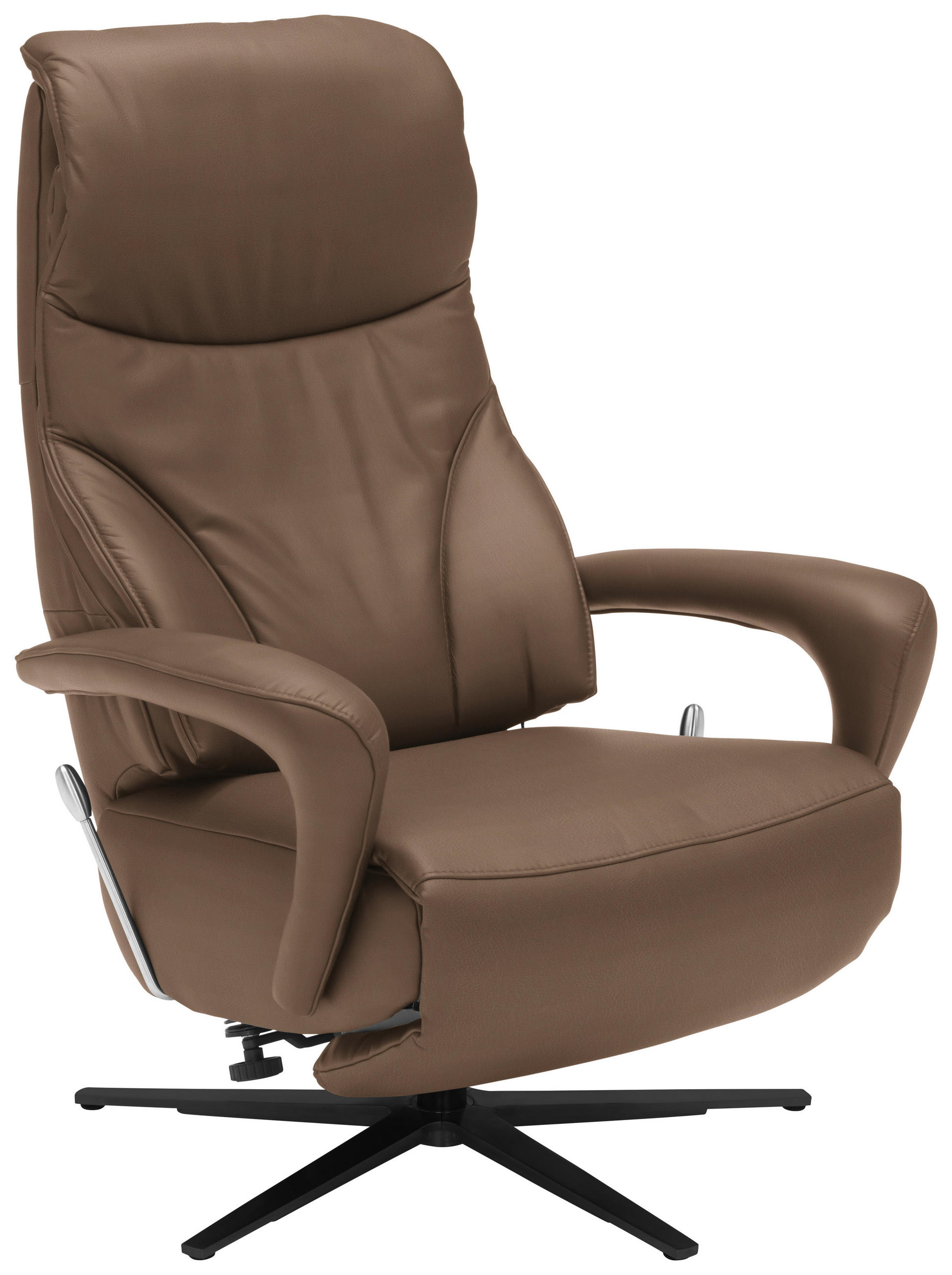 RELAXSESSEL in Leder Graubraun  - Graubraun/Schwarz, Design, Leder/Metall (75/106/88cm) - Dieter Knoll