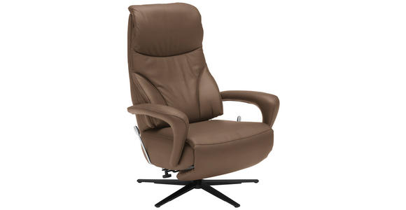 RELAXSESSEL in Leder Graubraun - Graubraun/Schwarz, Design, Leder/Metall (75/106/88cm) - Dieter Knoll