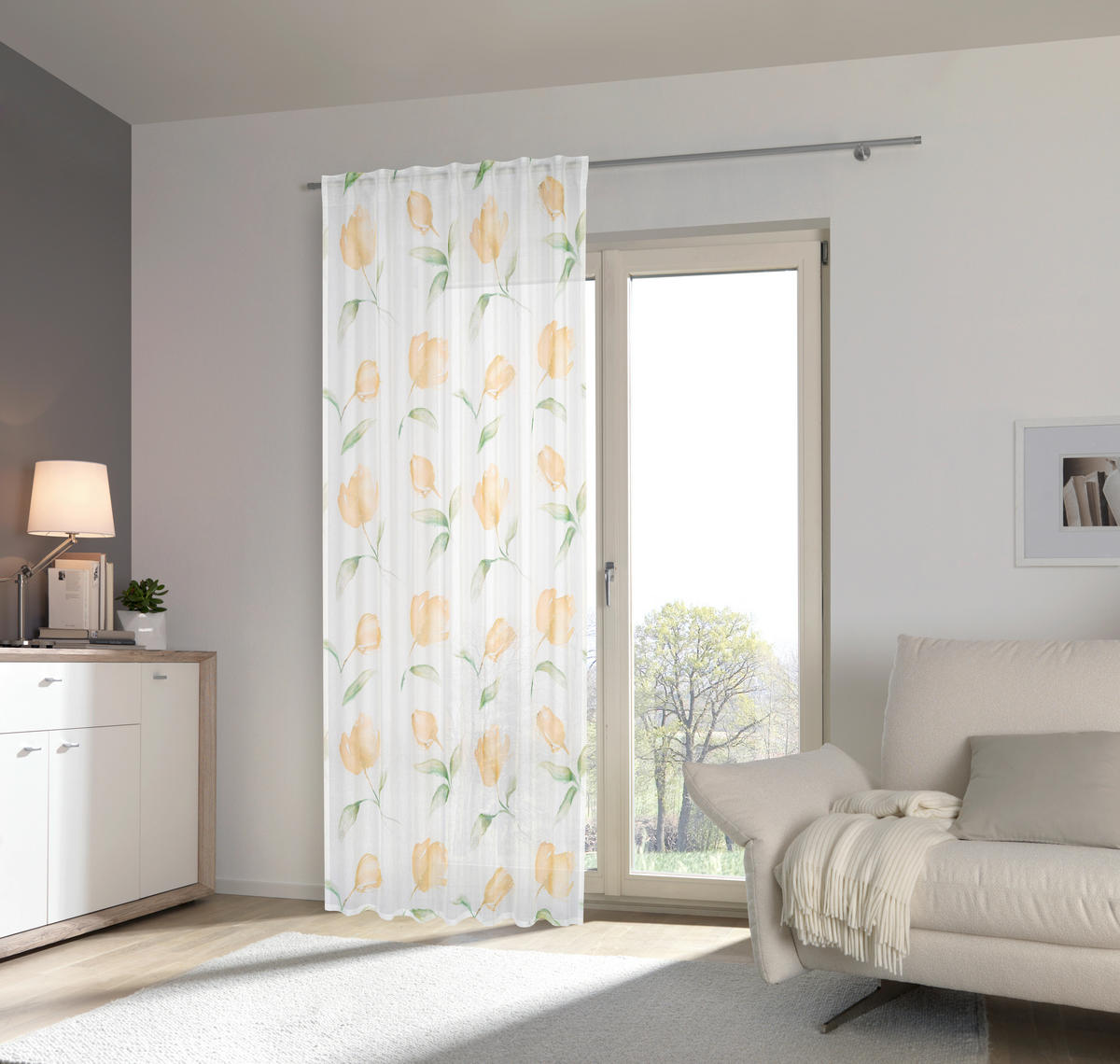 KÉSZFÜGGÖNY áttetsző  - sárga/többszínű, Konventionell, textil (140/245cm) - Esposa