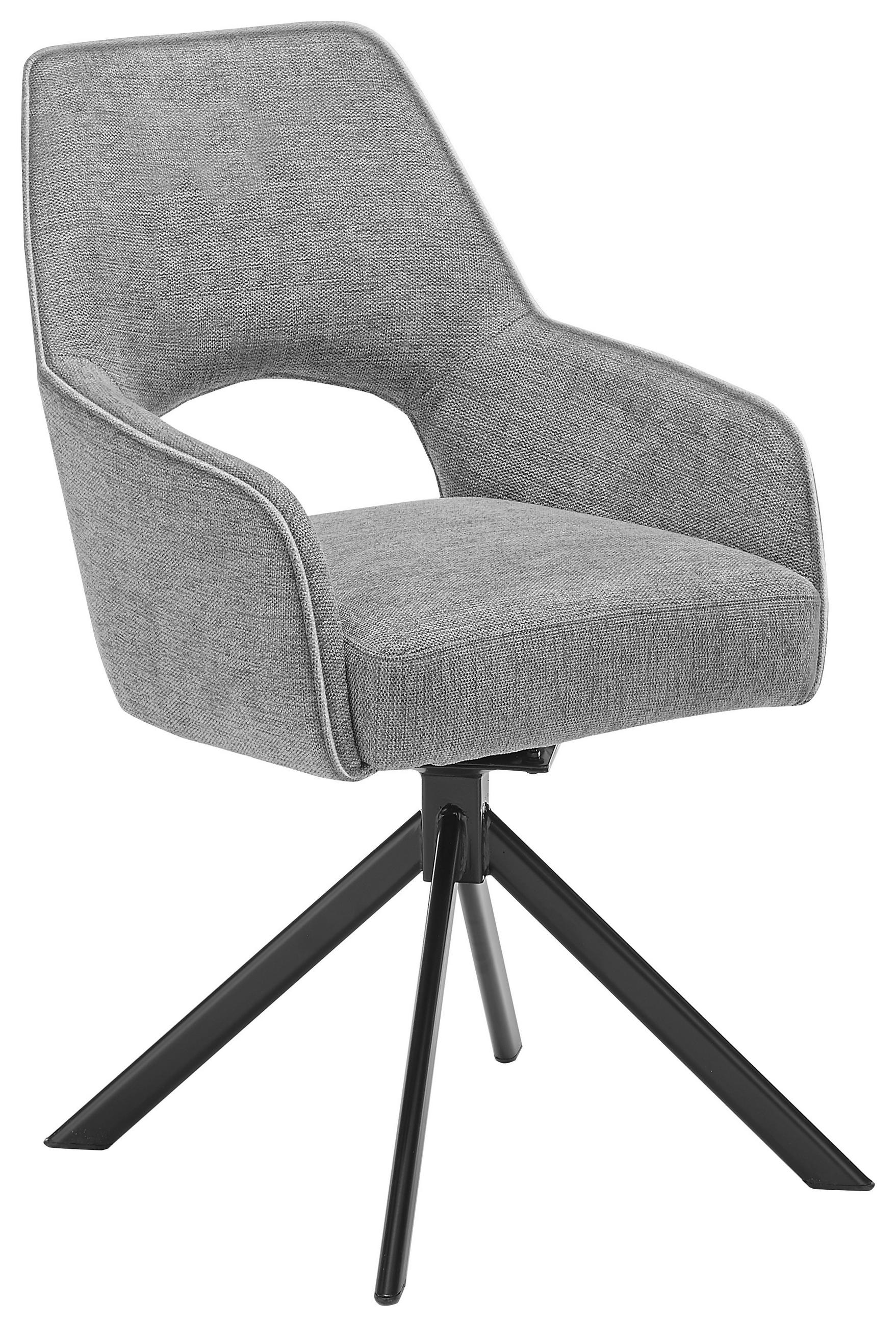 ARMLEHNSTUHL drehbar  in Eisen  - Schwarz/Grau, Design, Textil/Metall (58/89/62cm) - SetOne by Musterring