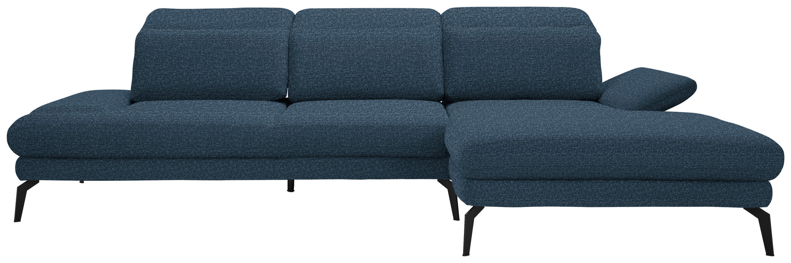 ECKSOFA Blau Webstoff  - Blau/Schwarz, Design, Textil/Metall (289/180cm) - Stylife