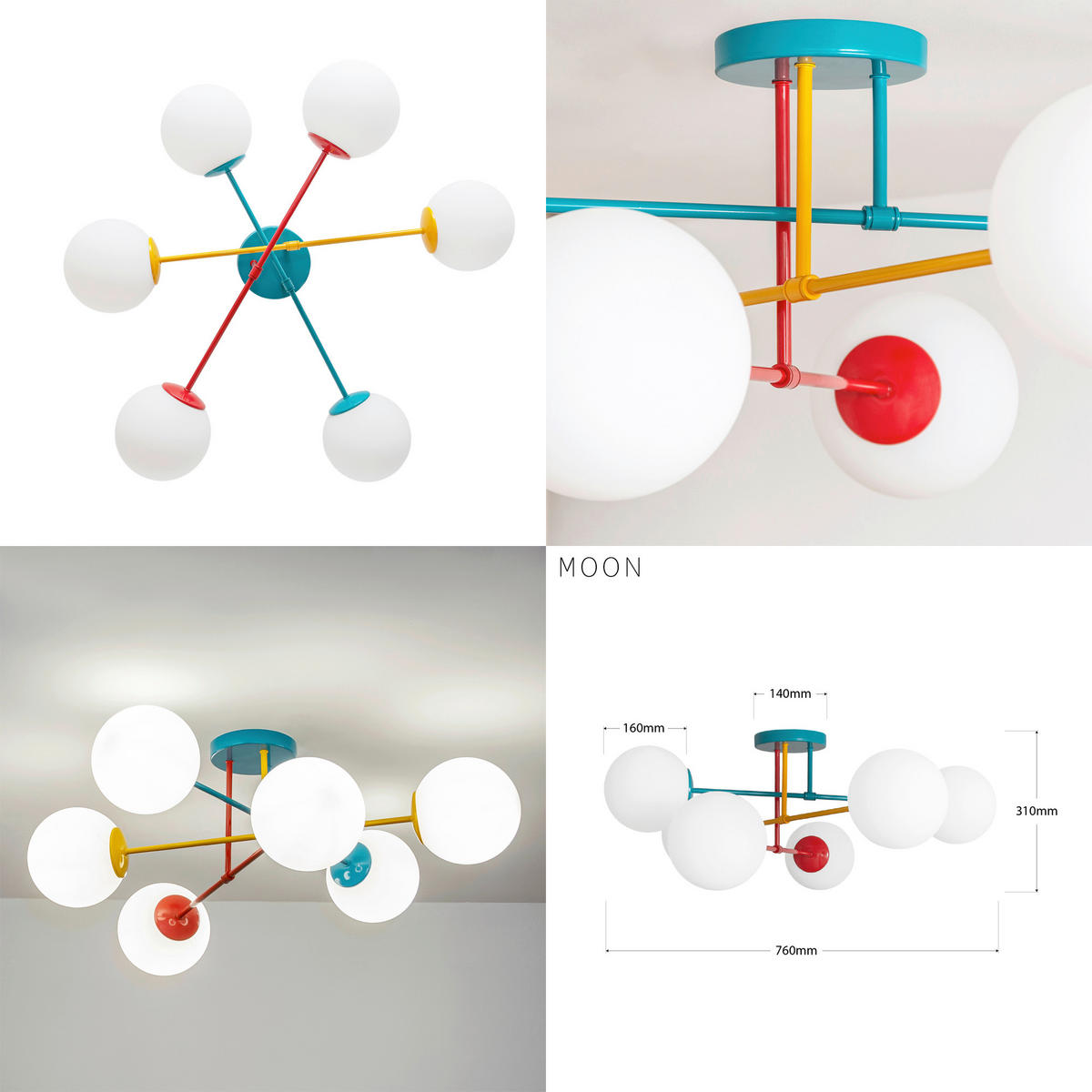 KINDERDECKENLEUCHTE 76/76/31 cm   - Multicolor, LIFESTYLE, Glas/Metall (76/76/31cm)