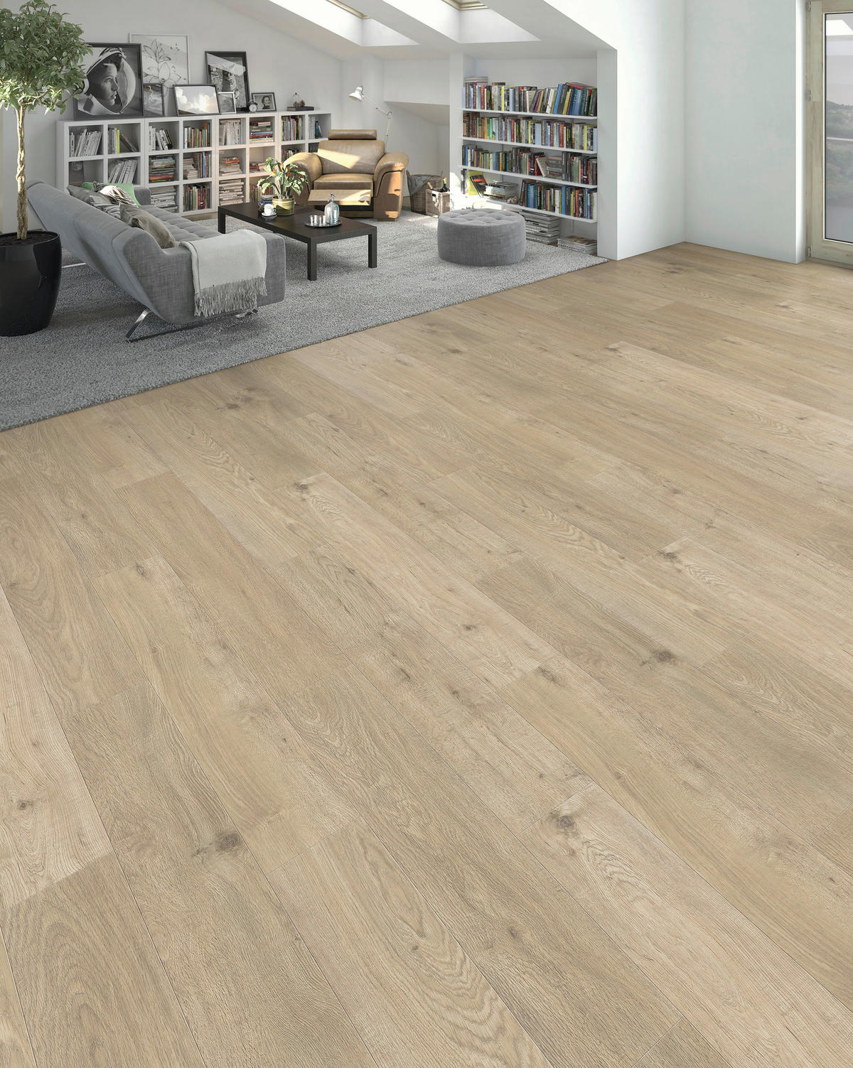 DESIGNBODEN PowerStar Eiche Castilla kieselgrau  per  m² - Eichefarben, Basics, Holzwerkstoff (19.3/128.2cm) - Living by HARO